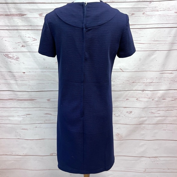 Vintage Mid Century Mod Ribbed Cowl Neck Shift Dress - Picture 3 of 5